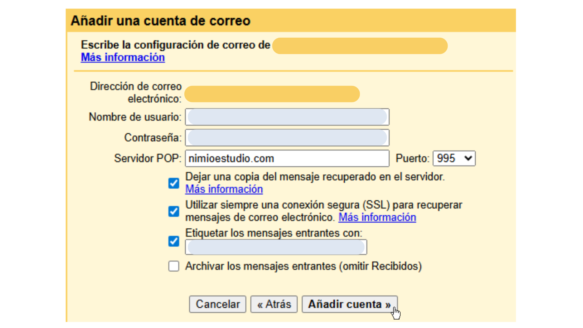 Proceso de configuración de Gmail 9